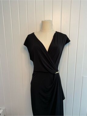 MICHAEL Michael Kors Black Wrap-Front Midi Dress